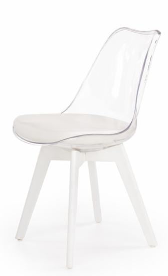 Jídelní židle SOFT 2 – masiv / transparentní plast / ekokůže